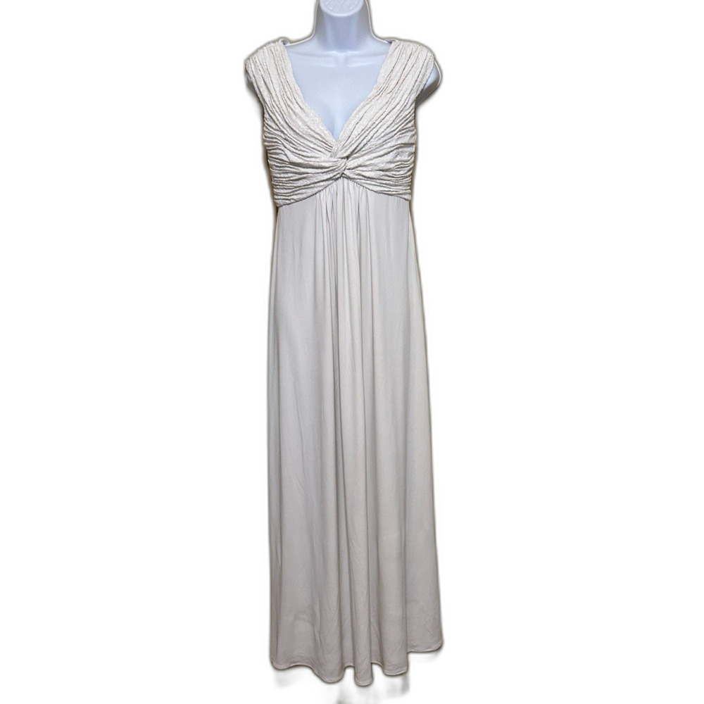 Calvin Klein Sequin Maxi Dress Womens Small Ivory Cream Formal Wedding